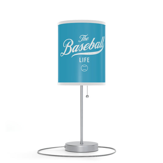 Table Lamp_Turquoise w White Print