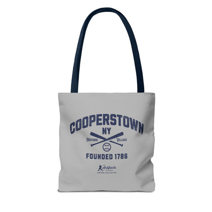 Cooperstown, NY Tote Bag_Light Gray w Navy Print