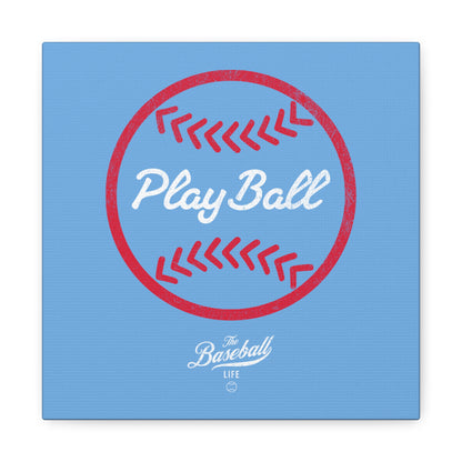 Play Ball Graphic Baseball Wall Art Canvas_Carolina Blue