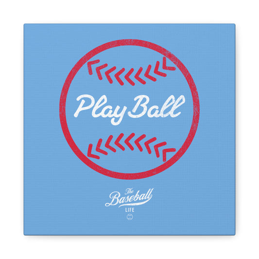 Play Ball Graphic Baseball Wall Art Canvas_Carolina Blue