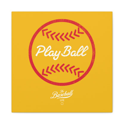 Play Ball Graphic Baseball Wall Art Canvas_Yellow Gold