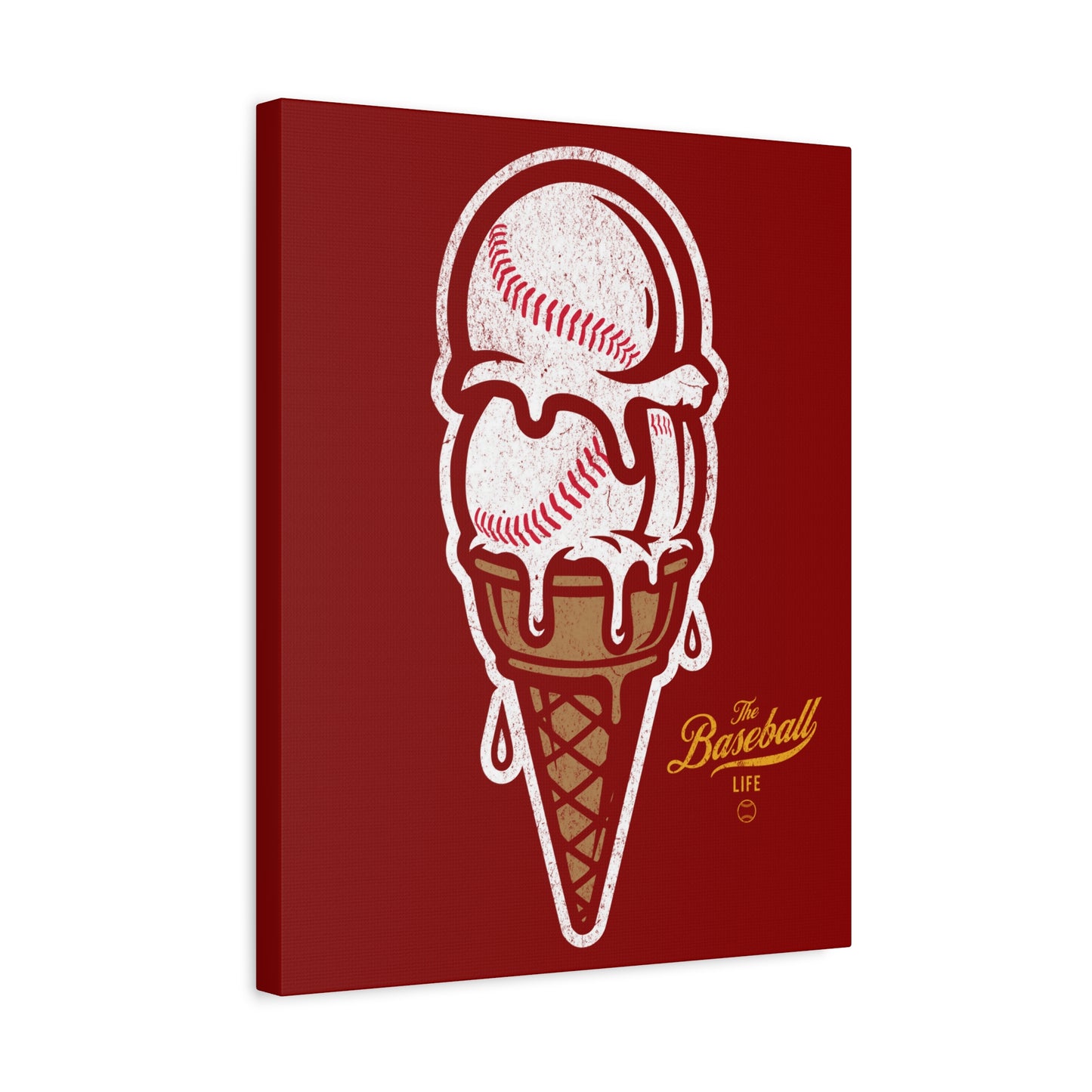 Baseball Ice Cream Cone Wall Art Canvas_Cardinal Red