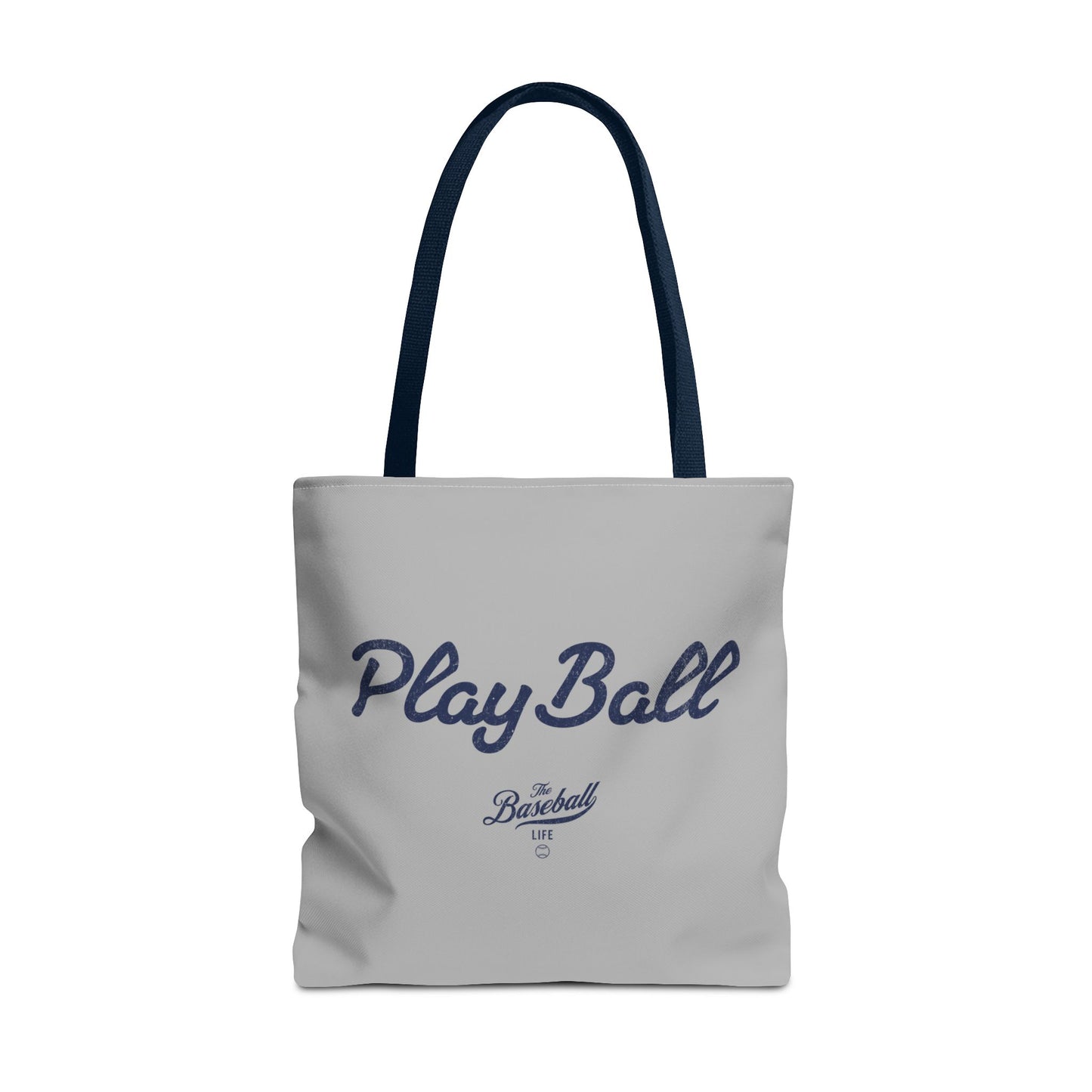 Play Ball Tote Bag_Light Gray with Navy Print