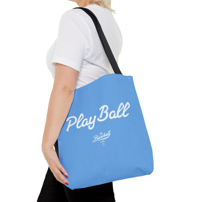 Play Ball Tote Bag_Carolina Blue with White Print
