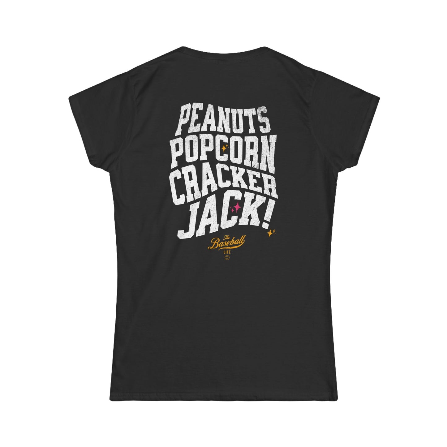 Women's Peanuts Popcorn Crackerjack Baseball T-Shirt