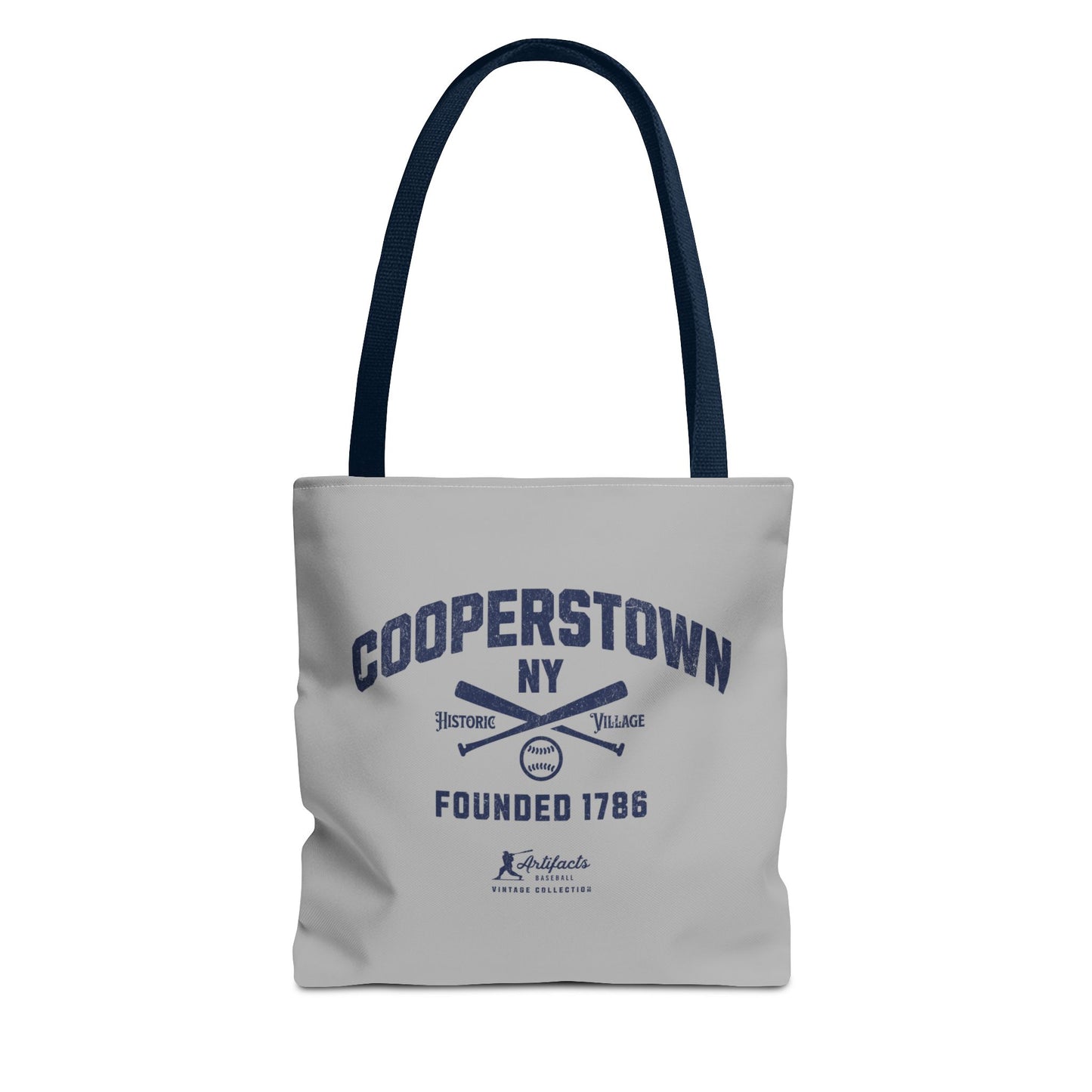 Cooperstown, NY Tote Bag_Light Gray w Navy Print