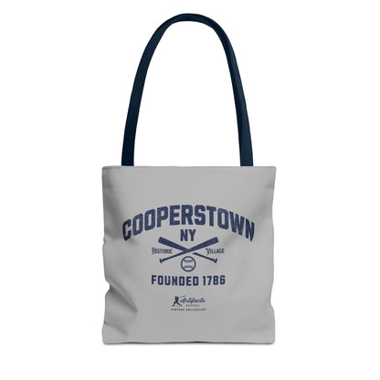Cooperstown, NY Tote Bag_Light Gray w Navy Print