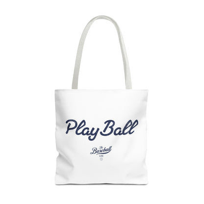 Play Ball Tote Bag_White with Navy Print