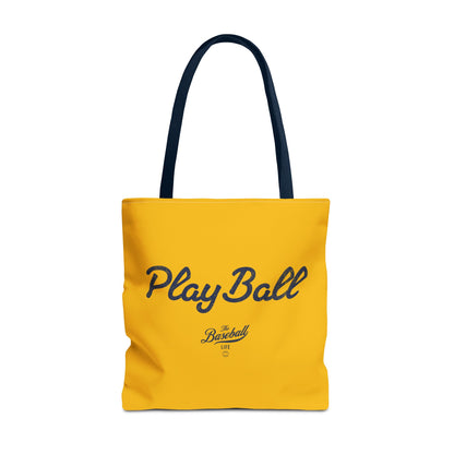 Play Ball Tote Bag_Yellow Gold with Navy Print