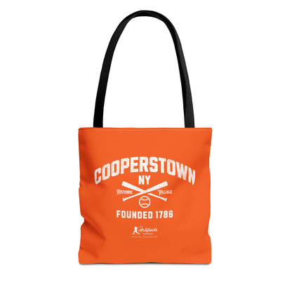 Cooperstown, NY Tote Bag_Orange w White Print