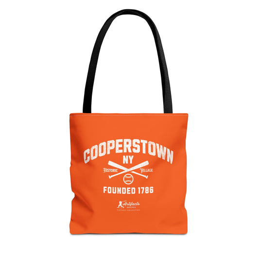 Cooperstown, NY Tote Bag_Orange w White Print