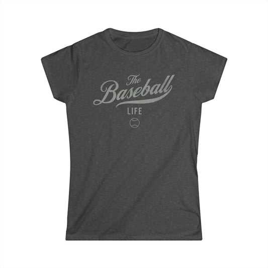 The Baseball Life Classic Script Tee_Women's_Silver Gray Print