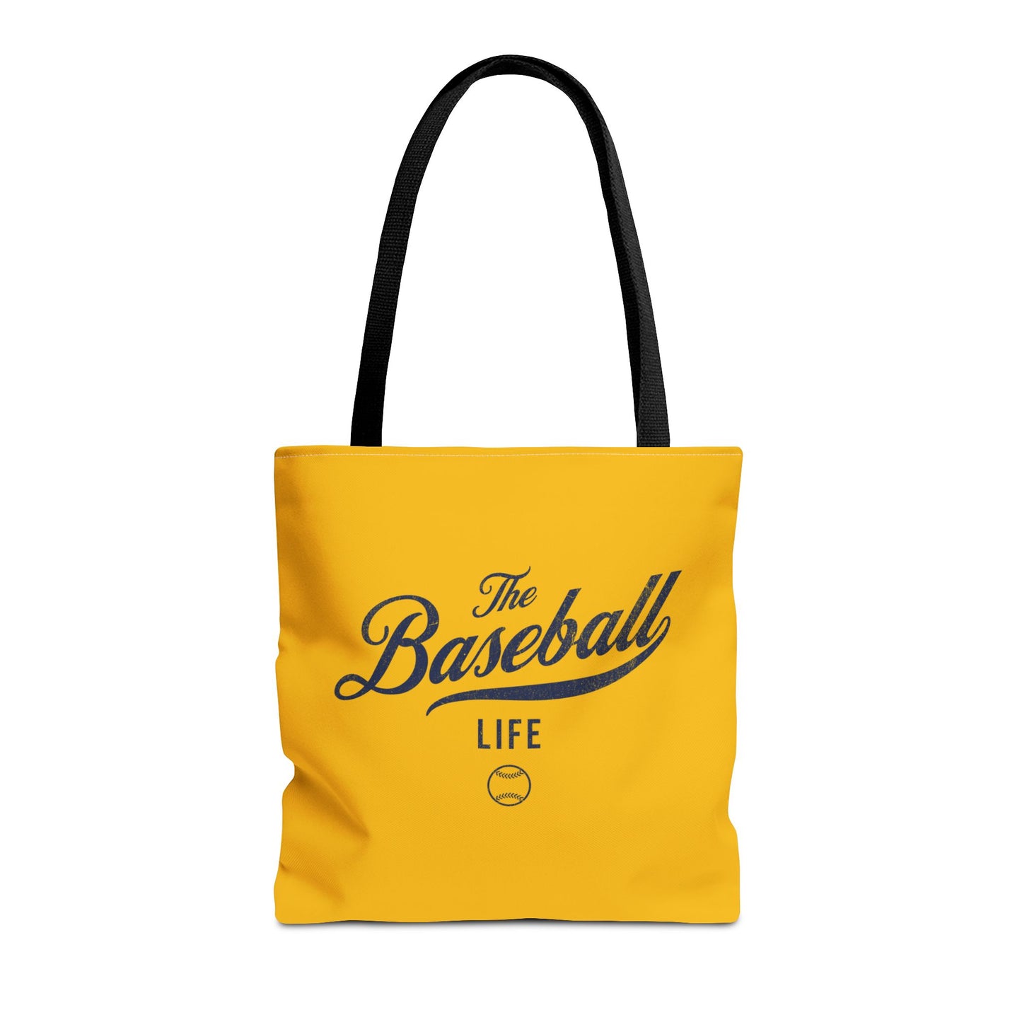 The Baseball Life Tote Bag_Yellow w Navy Print