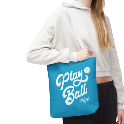 Play Ball Script Tote Bag_Turquoise