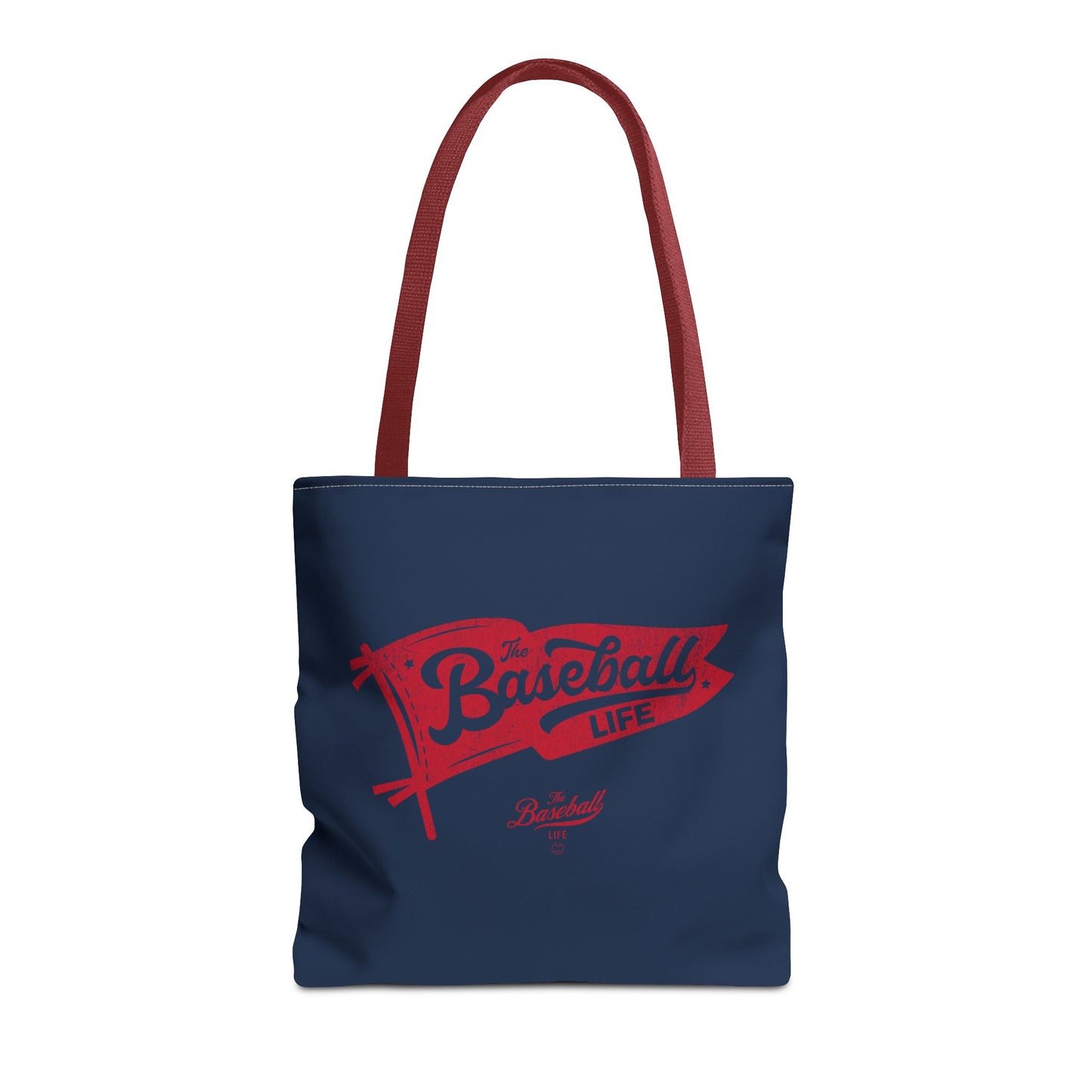 Vintage Pennant Tote Bag_Red Print on Navy