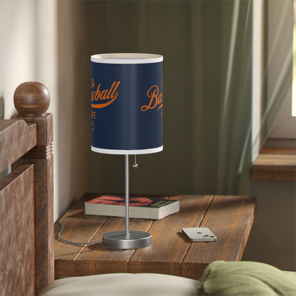 Table Lamp_Navy w Orange Print