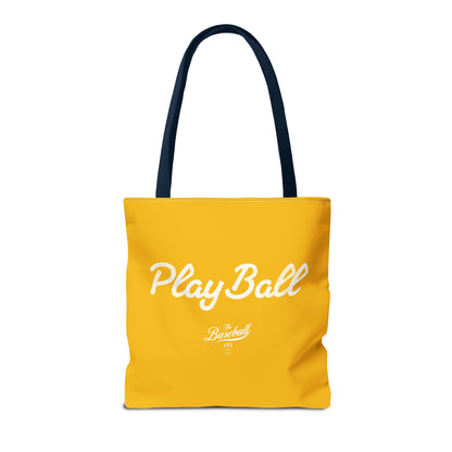 Play Ball Tote Bag_Yellow Gold with White Print