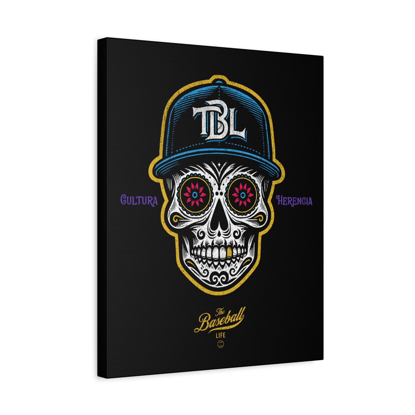 Beisbol Sugar Skull Series_Player 1 Wall Art Canvas_Black