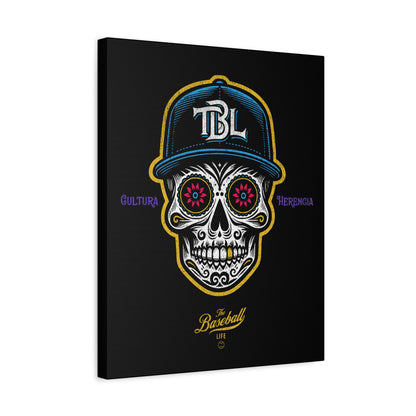 Beisbol Sugar Skull Series_Player 1 Wall Art Canvas_Black