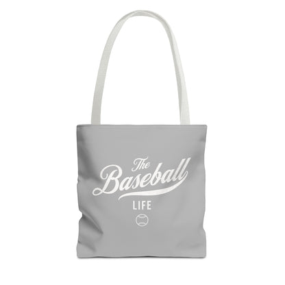 The Baseball Life Tote Bag_Gray w White Print