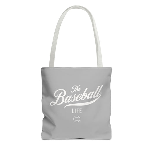 The Baseball Life Tote Bag_Gray w White Print