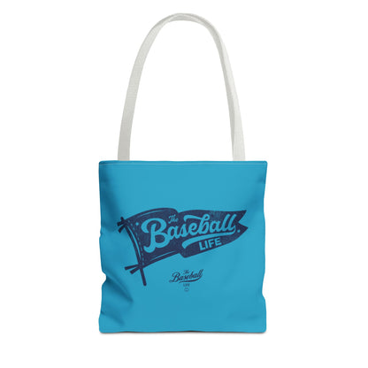 Vintage Pennant Tote Bag_Navy Print on Turquoise