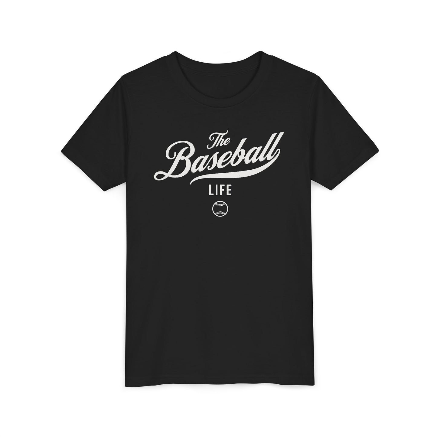 Youth The Baseball Life Classic Script T-Shirt_White Print