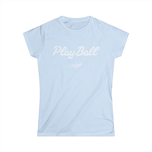 Women's Play Ball Baseball Font T-Shirt