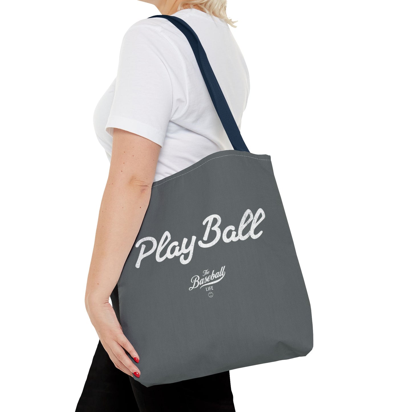 Play Ball Tote Bag_Dark Gray with White Print