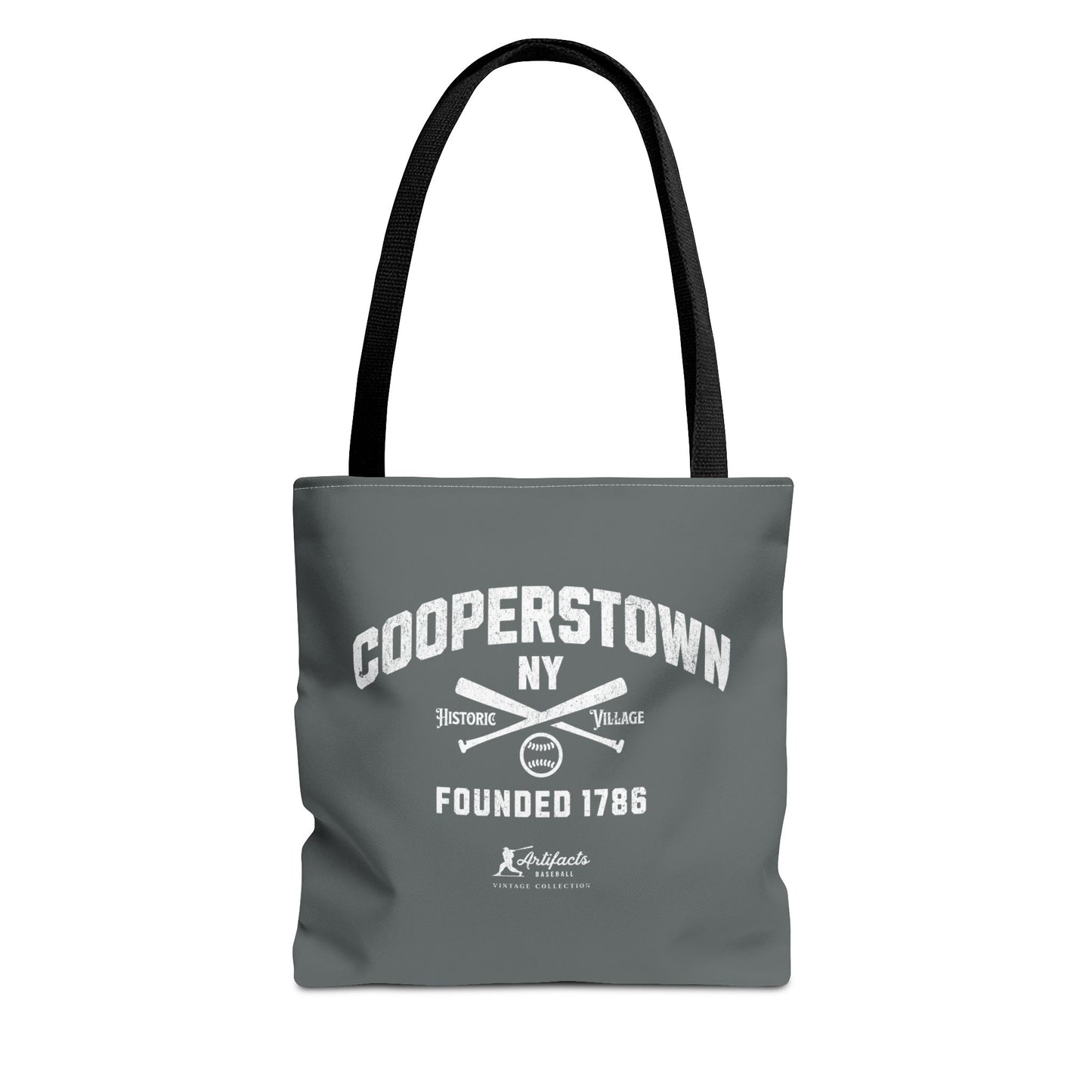 Cooperstown, NY Tote Bag_Dark Gray w White Print