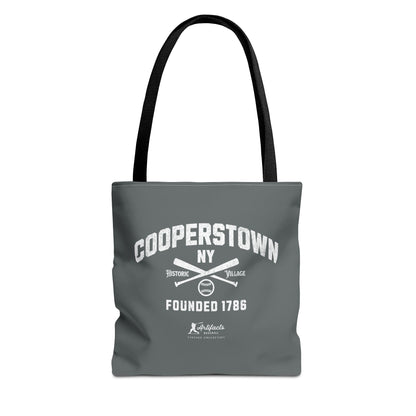 Cooperstown, NY Tote Bag_Dark Gray w White Print