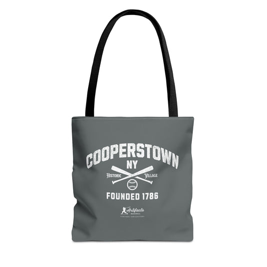 Cooperstown, NY Tote Bag_Dark Gray w White Print