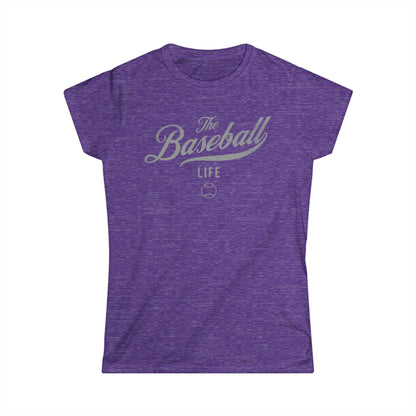 The Baseball Life Classic Script Tee_Women's_Silver Gray Print