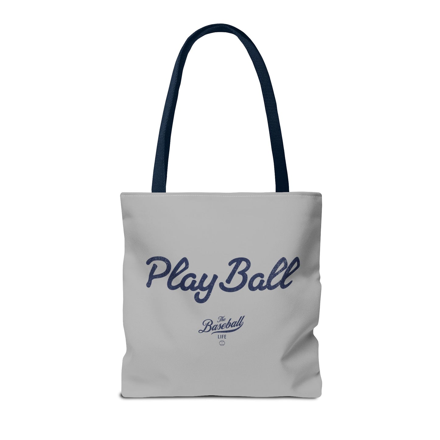Play Ball Tote Bag_Light Gray with Navy Print