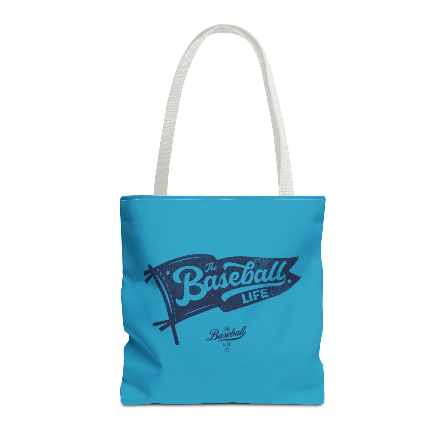 Vintage Pennant Tote Bag_Navy Print on Turquoise