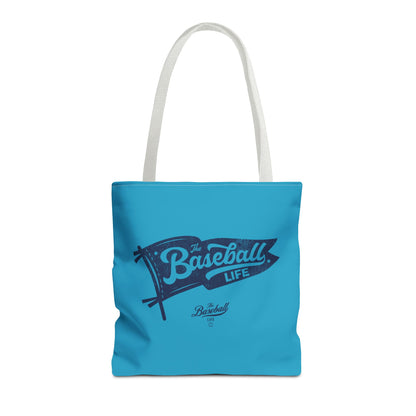 Vintage Pennant Tote Bag_Navy Print on Turquoise