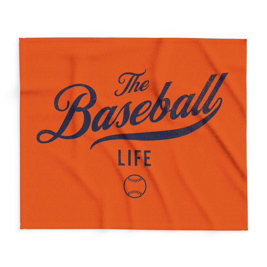 Fleece Blanket_Orange w Navy Print