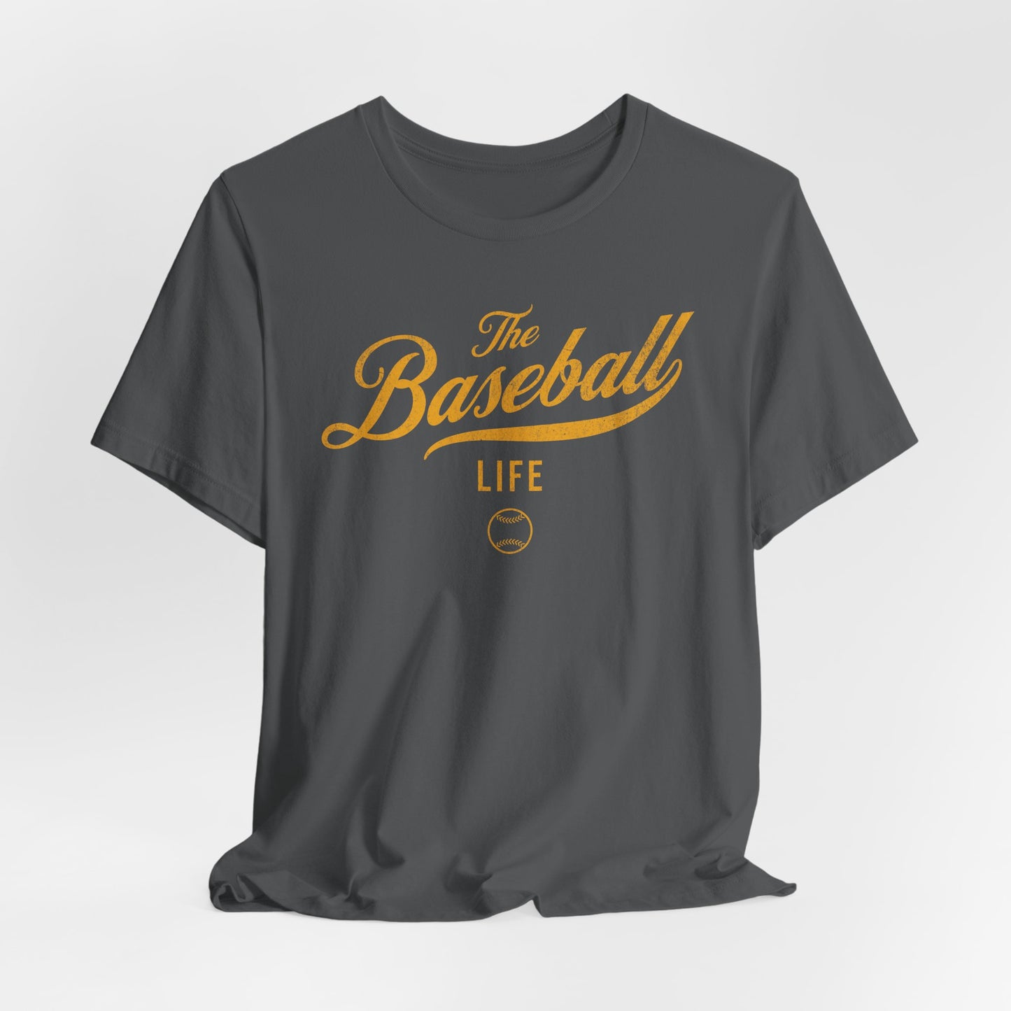 The Baseball Life Classic Script T-Shirt_Yellow Gold Print