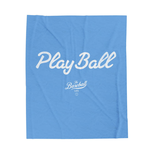 Velveteen Plush Blanket_Play Ball_Carolina Blue
