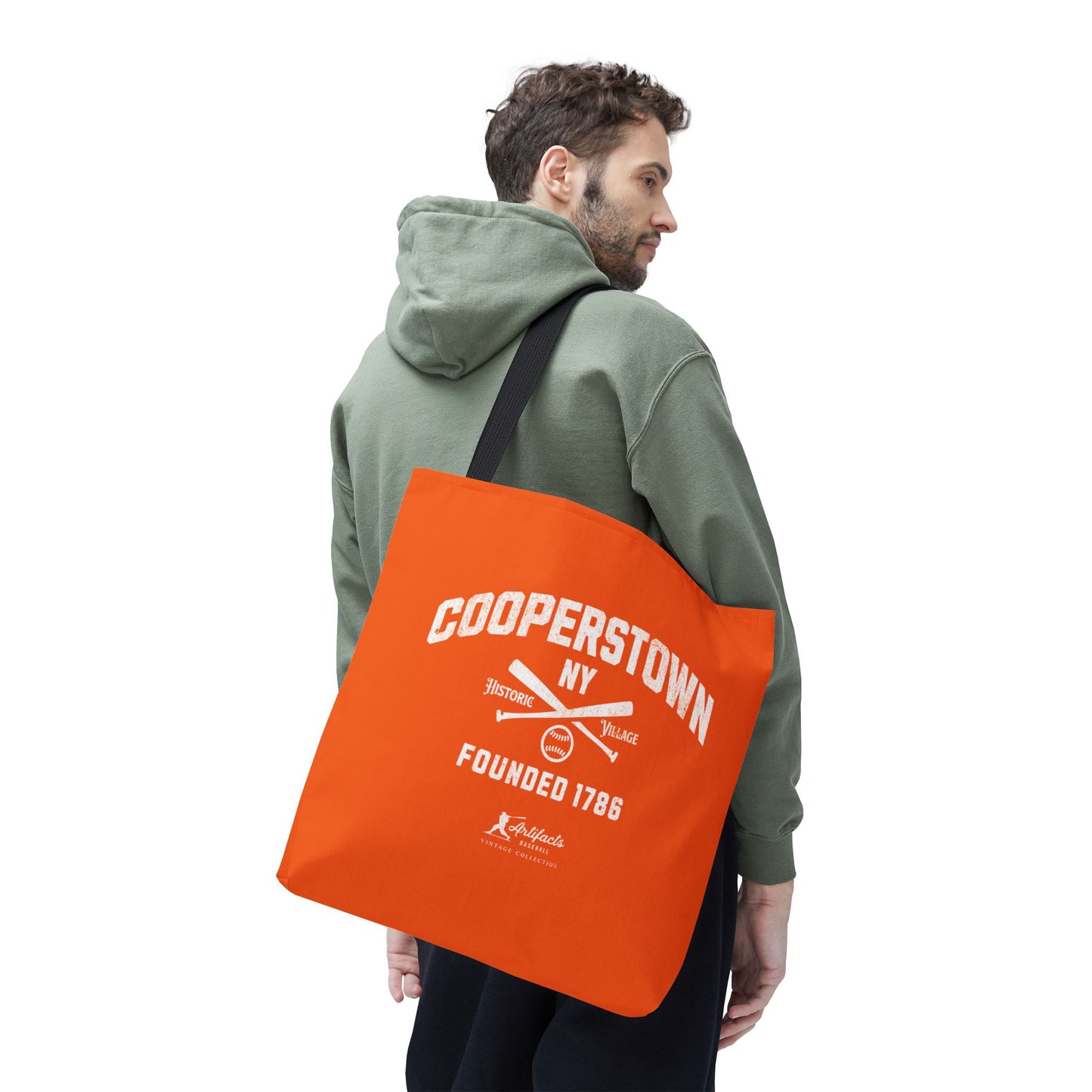 Cooperstown, NY Tote Bag_Orange w White Print