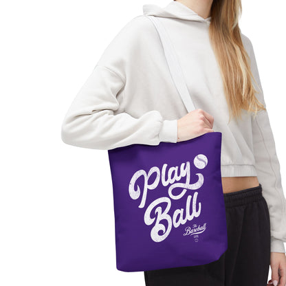 Play Ball Script Tote Bag_Purple