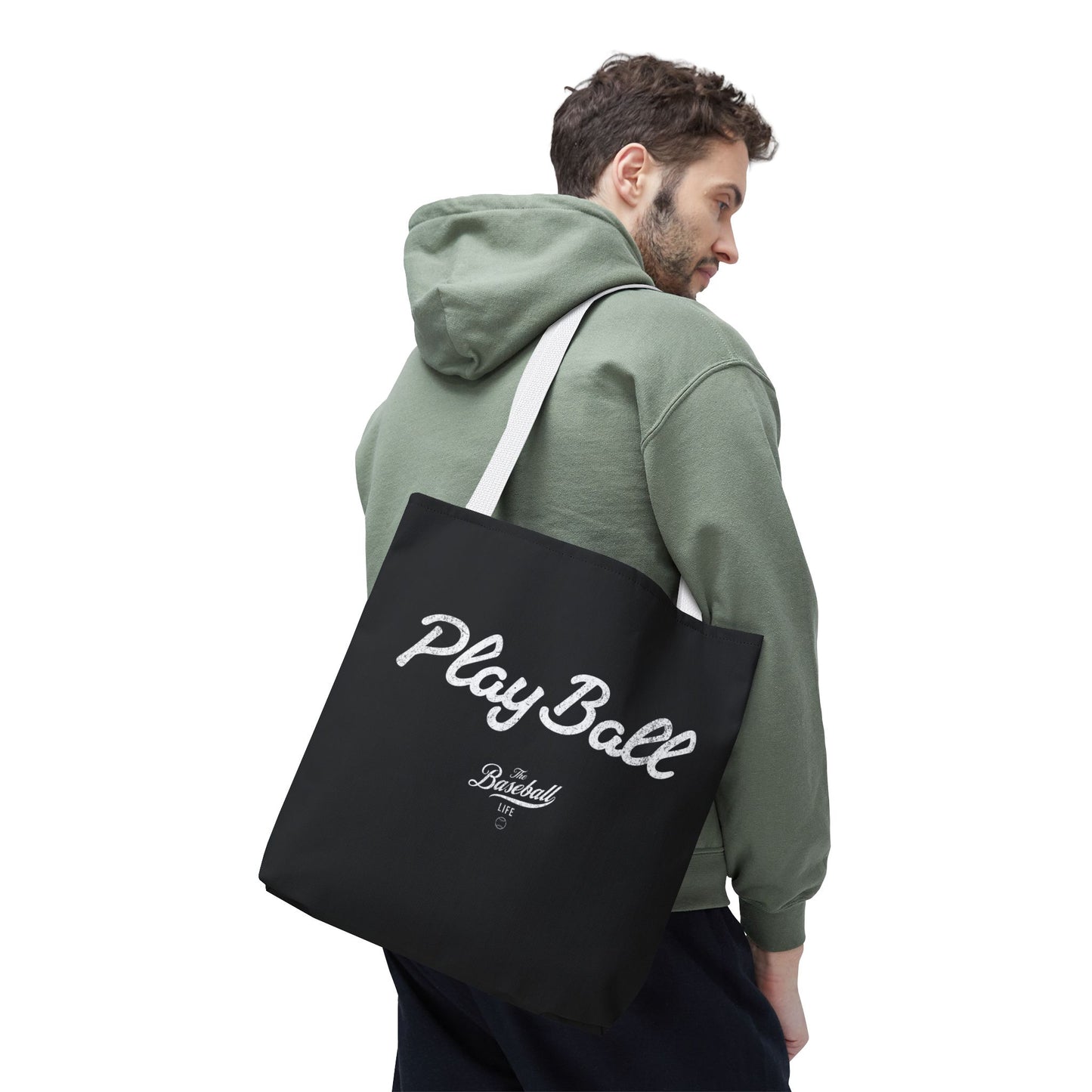 Play Ball Tote Bag_Black with White Print