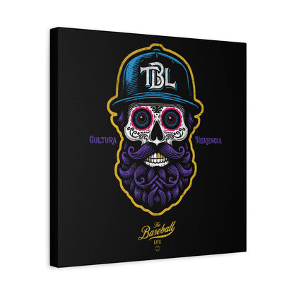 Beisbol Sugar Skull Series_Player 2  Wall Art Canvas_Black