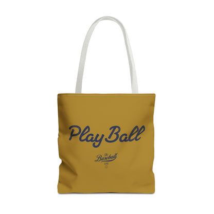 Play Ball Tote Bag_Old Gold with Navy Print