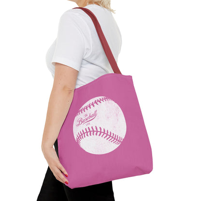 Weathered Baseball Tote Bag_Bubble Gum