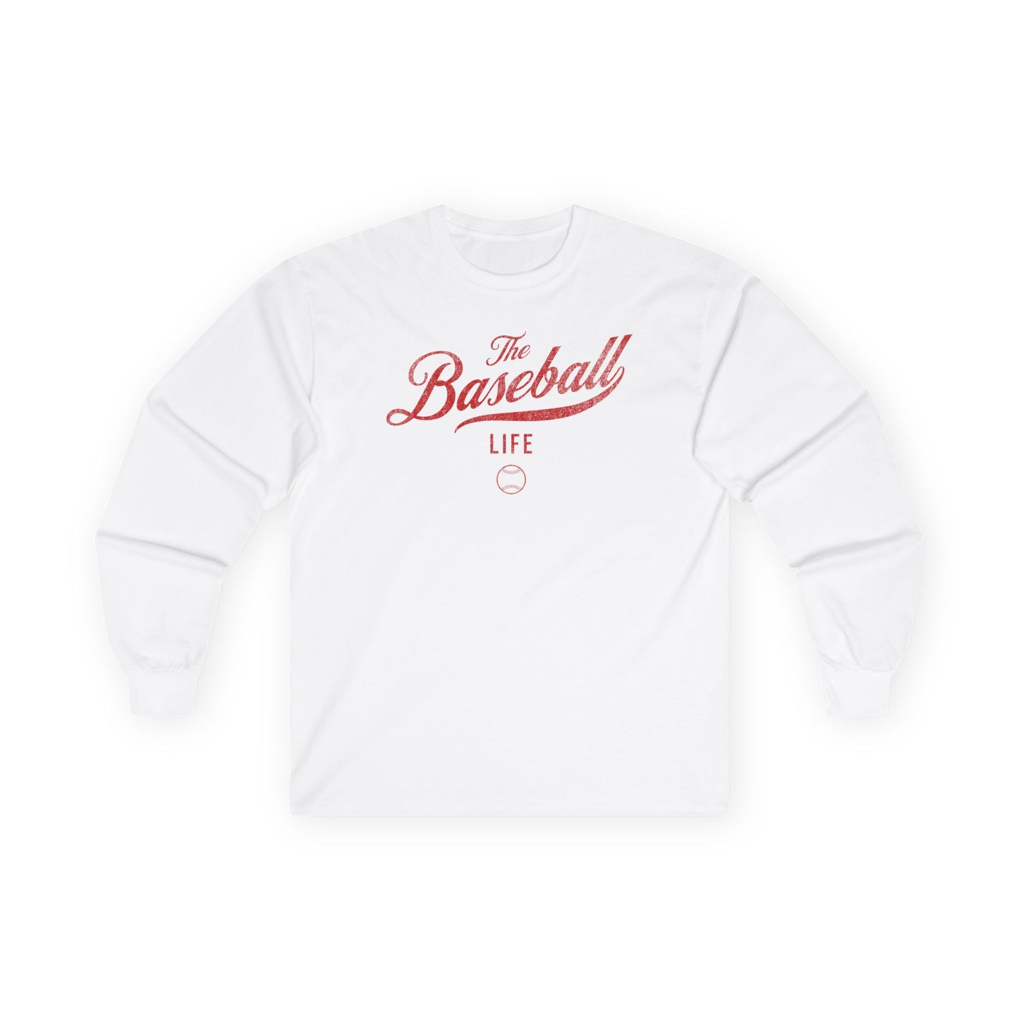 The Baseball Life Long Sleeve T-Shirt_Red Print