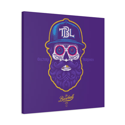 Beisbol Sugar Skull Series_Player 2  Wall Art Canvas_Purple