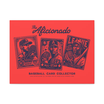 The Aficionado Baseball Card Collector Wall Art Canvas_Coral Red