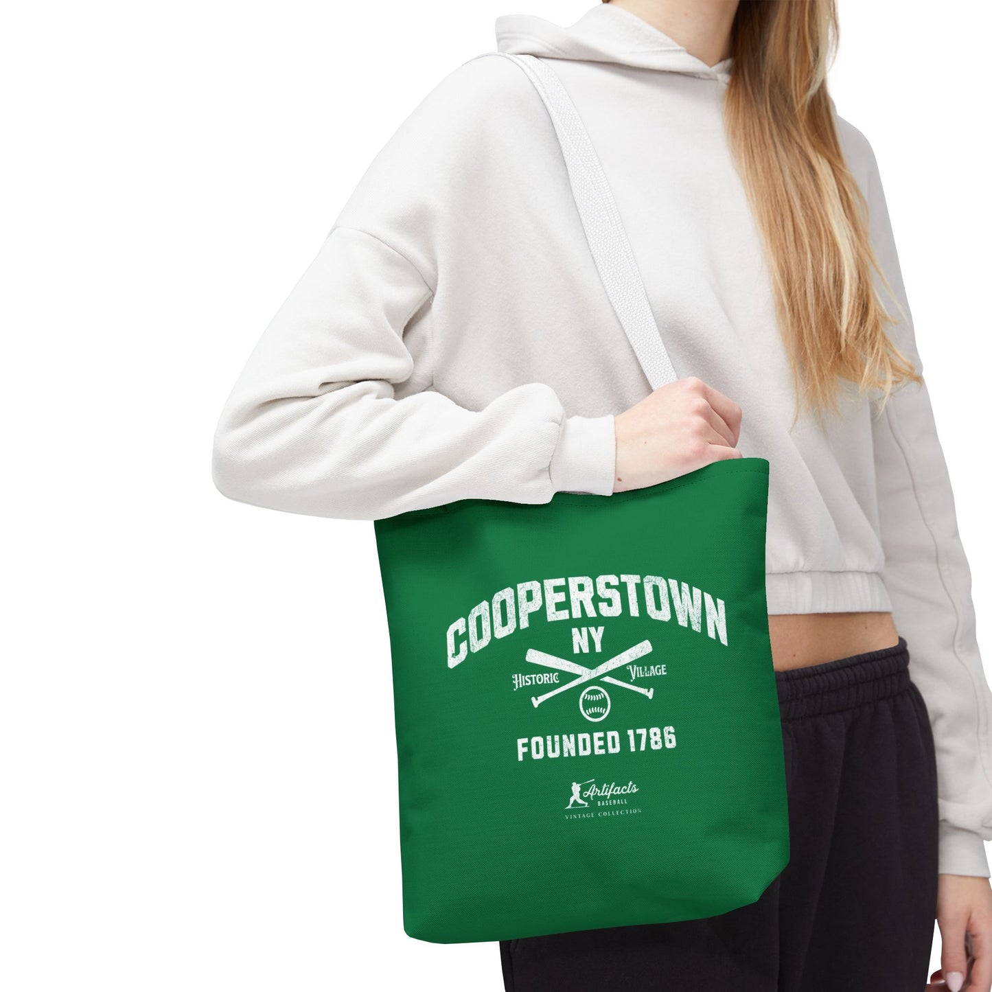 Cooperstown, NY Tote Bag_Green w White Print
