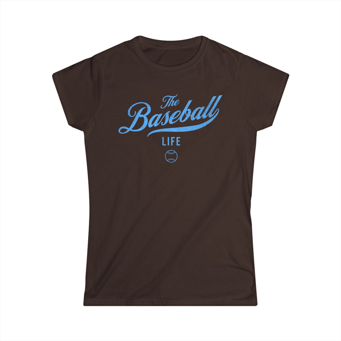 The Baseball Life Classic Script Tee_Women's_Carolina Blue Print